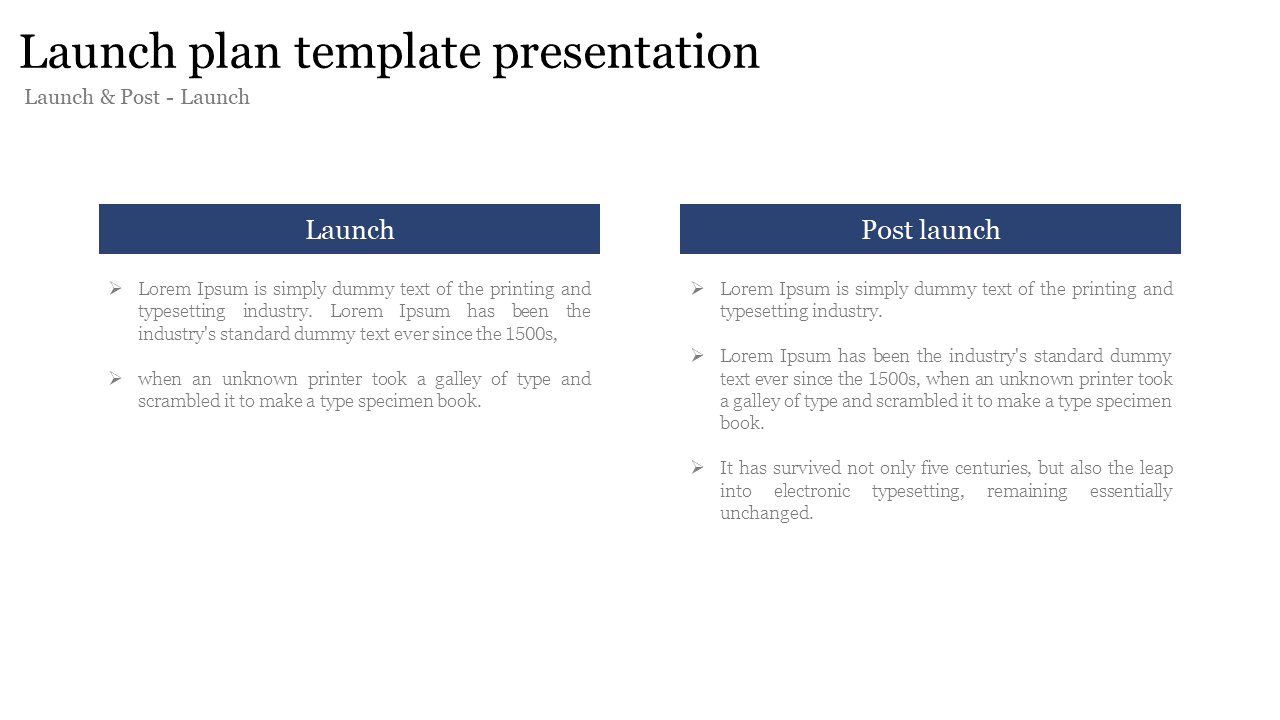 Launch plan template presentation